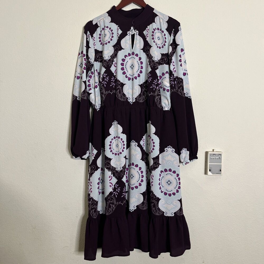 Lane Bryant Purple and White Floral Midi Dress - Picture 1 of 15